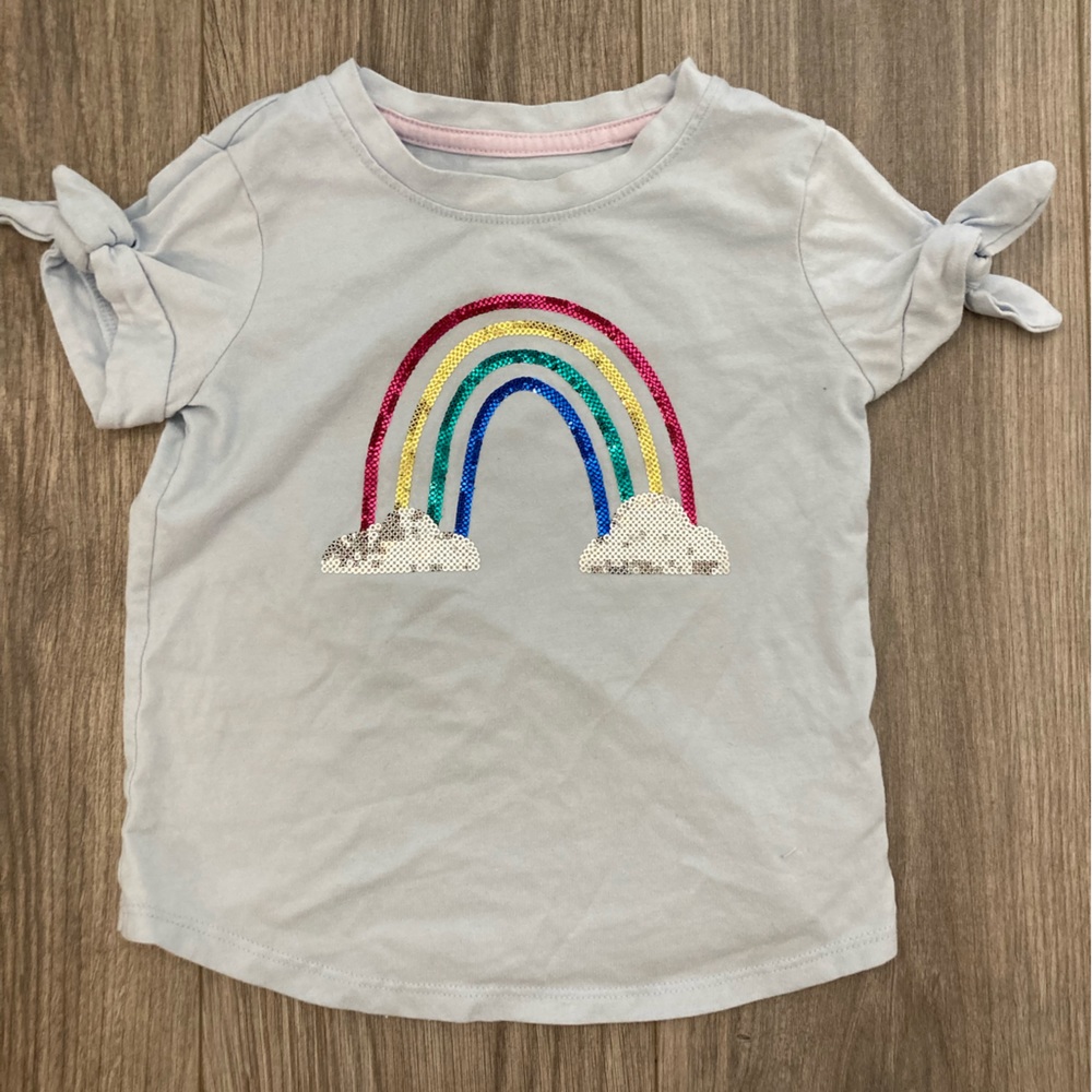 Light Blue Cat and Jack sequin rainbow t-shirt size 4T